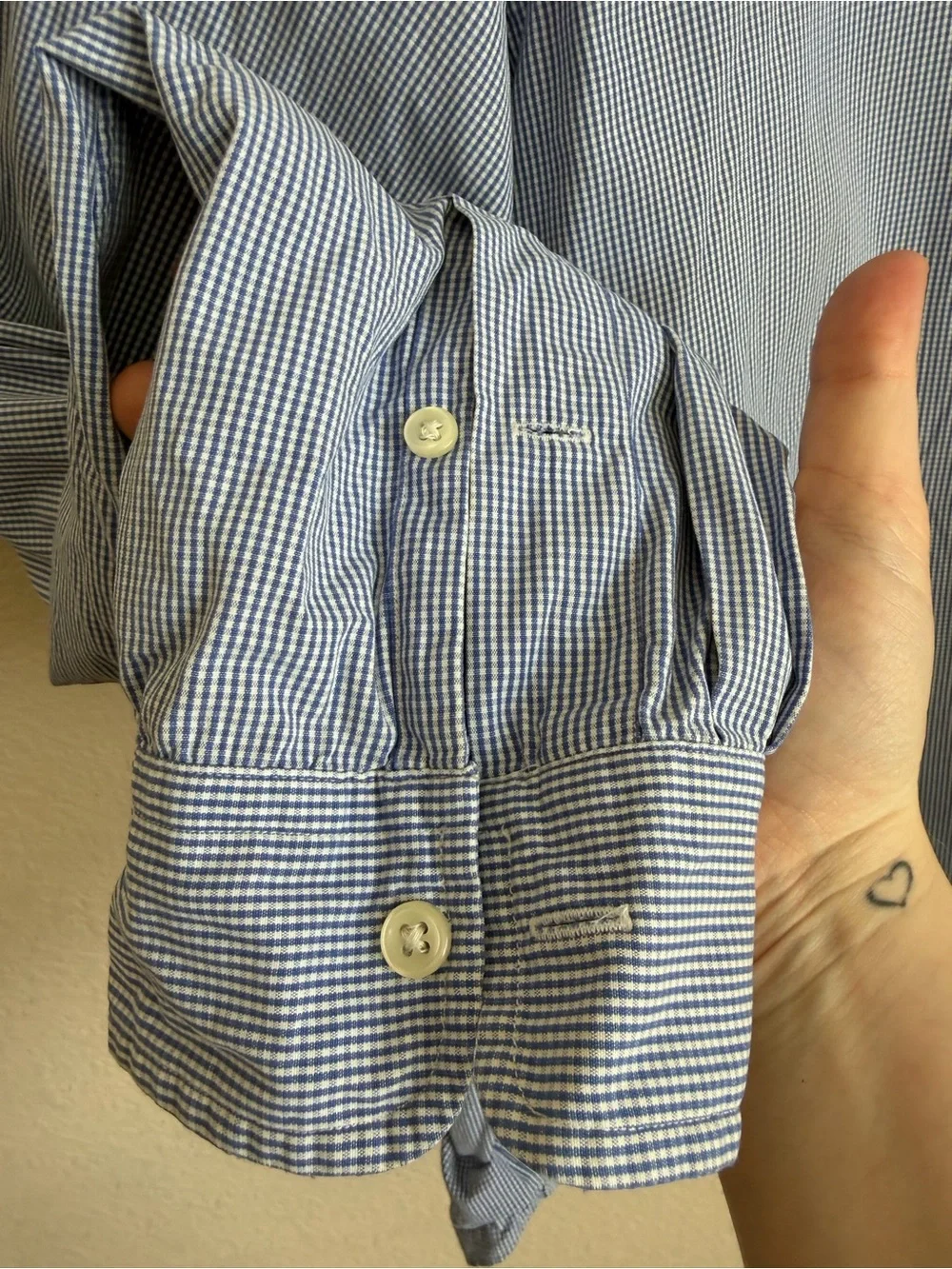 Ralph Lauren Custom Fit Blue Gingham Check Long Sleeve Button Down Shirt Men XXL - Picture 6 of 10